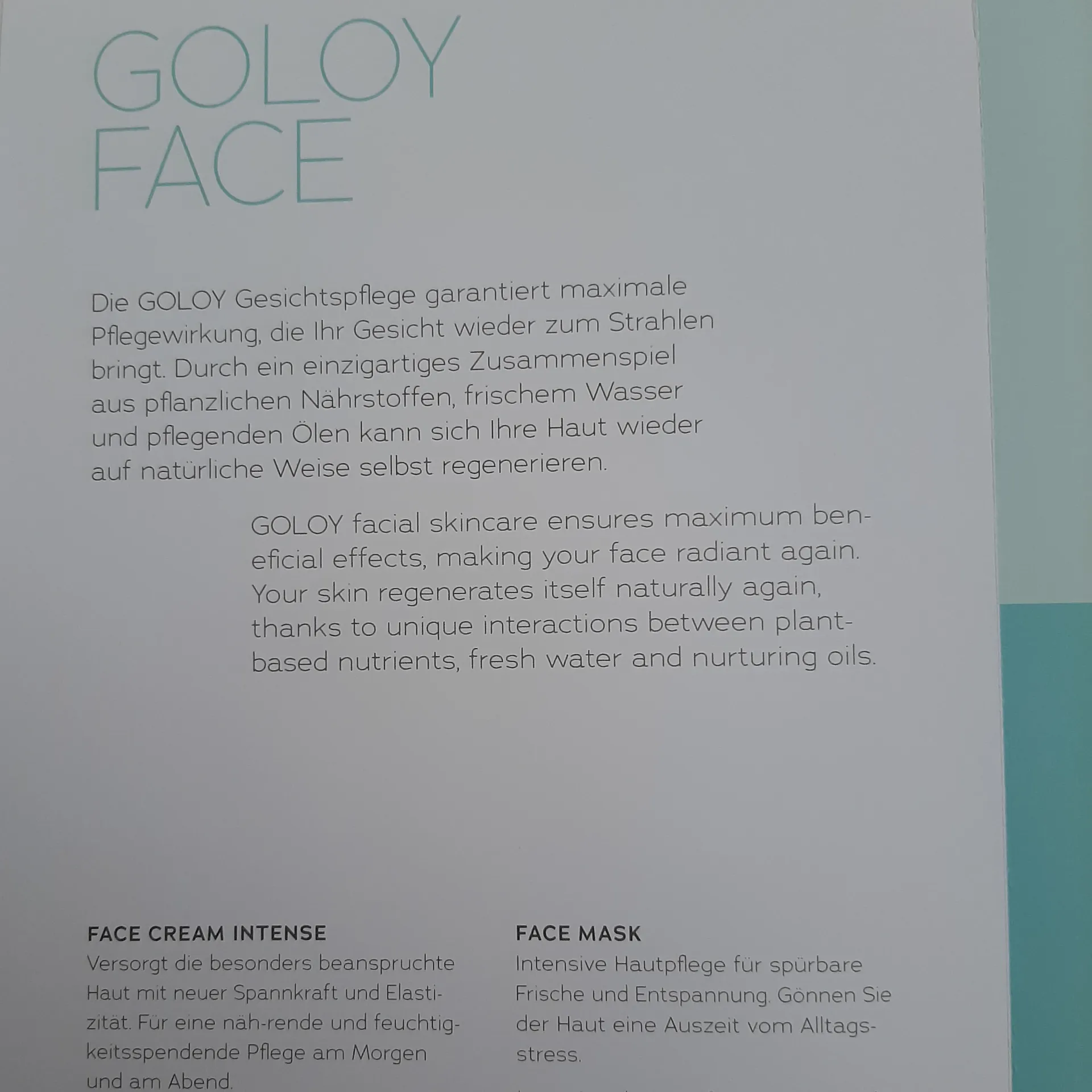 Goloy Face Cream Intense | Face Mask Sample